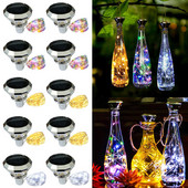 20LED Garland Saules vīna pudeļu gaismas Saules vara stieples Fairy Lights Dimanta korķa formas lampa kāzu ballīšu dārza dekorēšanai