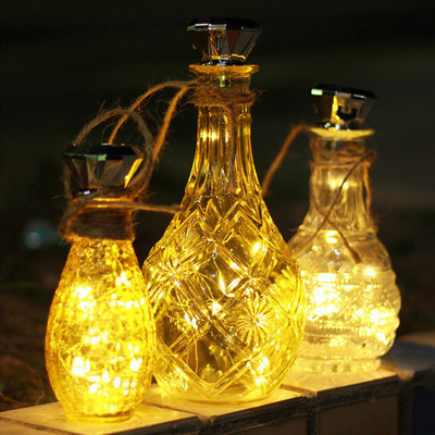 20LED Garland Saules vīna pudeļu gaismas Saules vara stieples Fairy Lights Dimanta korķa formas lampa kāzu ballīšu dārza dekorēšanai
