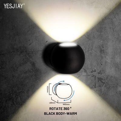 IP65 ūdensnecaurlaidīgs iekštelpu āra LED sienas apgaismojums uz augšu uz leju Led sienas lampas, kas uzstādīts uz virsmas, apaļš dārza verandas apgaismojums mājas dekorēšanai