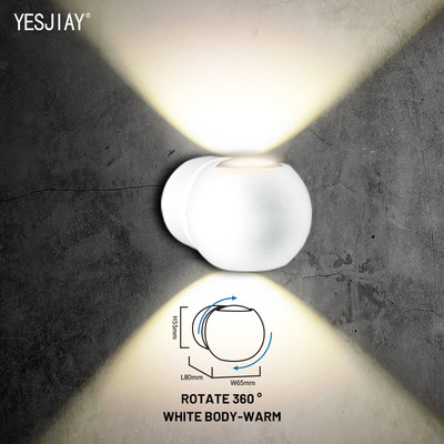 IP65 ūdensnecaurlaidīgs iekštelpu āra LED sienas apgaismojums uz augšu uz leju Led sienas lampas, kas uzstādīts uz virsmas, apaļš dārza verandas apgaismojums mājas dekorēšanai