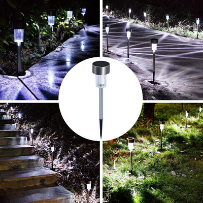 10 ks LED solárnych svetiel, vonkajšie záhradné umenie, nerezová oceľ, lampa na trávnik
