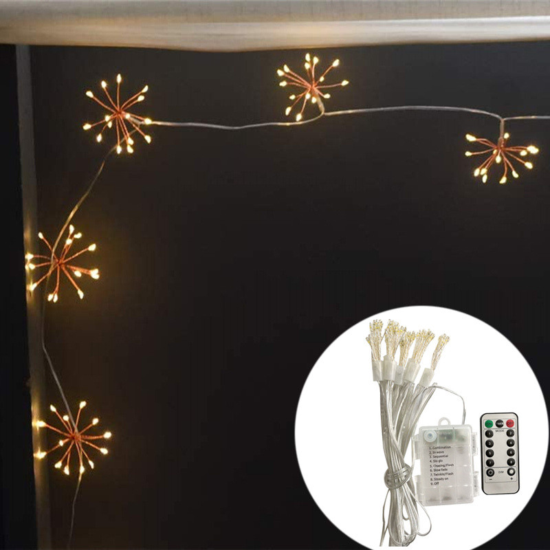 150/100LEDS fejerverkų stygos lemputės kiaulpienės varinės vielos stygos šviesos sprogsta žvaigždė LED fejerverkų lempos Kalėdų namų dekoras