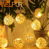 LED Fairy Lights Thai kézzel készített Takraw golyós rattan lámpa AC220V EU dugó meleg fehér 5M 20LEDS húr esküvői bulira karácsony