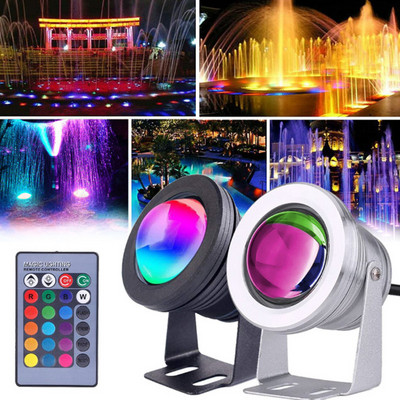 DC 12V 10W RGB spalvoti povandeniniai šviestuvai lauko akvatorijos apšvietimo lempa IP68 + 24 klavišų nuotolinio valdymo pultas, skirtas Piscina baseinams