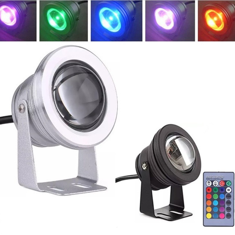 DC 12V 10W RGB krāsu zemūdens apgaismojums āra zivju tvertņu apgaismojuma lampa IP68 + 24 taustiņu tālvadības pults Piscina peldbaseiniem