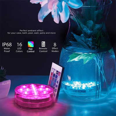 13LEDs RGB iegremdējamais apgaismojums zemūdens LED nakts gaismas peldbaseina gaisma āra vāzei zivju tvertņu dīķa diskotēkas kāzu ballītei