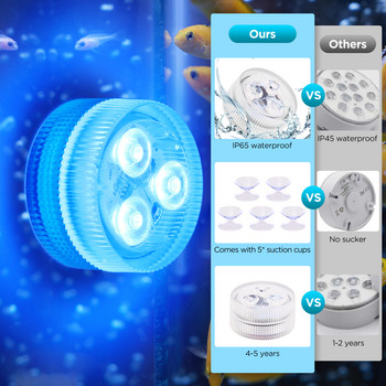 5 LED потопяема лампа с дистанционно управление IP68 Водоустойчива подводна RGB нощна лампа, захранвана от батерии, за декорация на парти на басейна