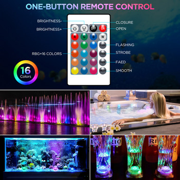 Υποβρύχιο φωτιστικό 5 LED με τηλεχειριστήριο IP68, αδιάβροχο με μπαταρία, υποβρύχιο φωτιστικό νύχτας RGB για διακόσμηση πάρτι στην πισίνα