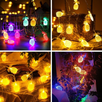 Светодиодни ананасови плодови низове светлини цветни гирлянди приказни светлини USB захранвани с батерии фенери Коледна сватбена украса