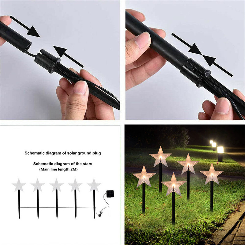 5 vienā saules gaismas āra sniegpārsliņu zvaigzne LED saules ainavas lampa saules zāliena lampa LED dārza celiņa pagalma zāliena gaismas