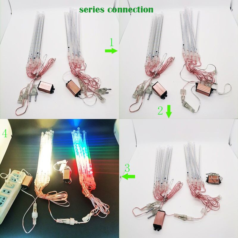 30cm/50cm LED Meteor Zuhany Garland Ünnepi Strip Light Kültéri Vízálló Tündérfények Kert utcai karácsonyi dekorációhoz