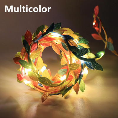 Lapų girlianda „Fairy Light“ šventinė lempa, maitinama varine viela, žalia lapų stygos lemputės Kalėdų vakarėlio vestuvių dekoravimui