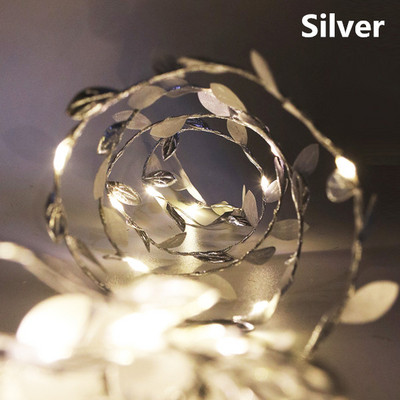 Lapų girlianda „Fairy Light“ šventinė lempa, maitinama varine viela, žalia lapų stygos lemputės Kalėdų vakarėlio vestuvių dekoravimui