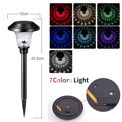 LED saules zāliena lampa 7 krāsu maināma dārza gaisma āra ūdensnecaurlaidīga celiņa gaismas iekšpagalma ielas celiņa dekors ainavu lampa