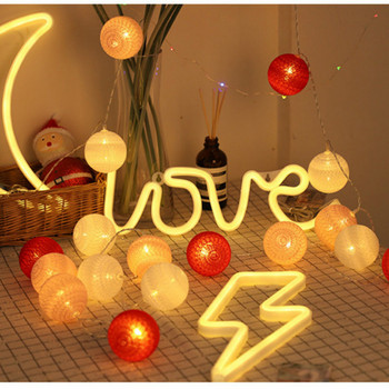 2,2 M 20 LED Βαμβακερή μπάλα Γιρλάντα String Lights Usb Βύσμα για Παράθυρο Φωτιστικό Γάμου Πάρτι Σπίτι Κήπος Υπνοδωμάτιο Διακόσμηση τοίχου εσωτερικού χώρου