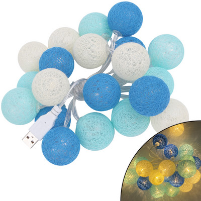 Ghirlanda de ghirlande de bumbac de 2,2 M 20 LED, mufă usb pentru fereastră, nuntă, petrecere, grădină, dormitor, decor de perete interior