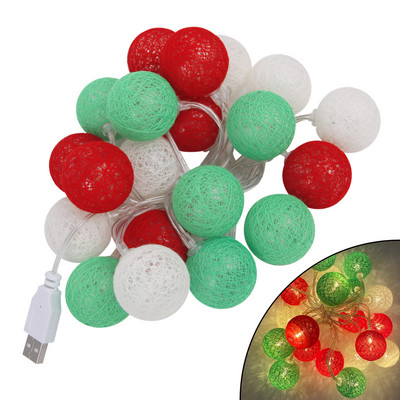 Ghirlanda de ghirlande de bumbac de 2,2 M 20 LED, mufă usb pentru fereastră, nuntă, petrecere, grădină, dormitor, decor de perete interior