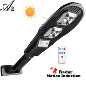 A2 saules sienas lampa PIR āra ielas apgaismojums mājas dārza saules gaisma COB LED ūdensnecaurlaidīgs ķermeņa kustības sensors, silti balts pagalma ceļš