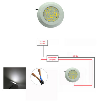 Baseino taškinis LED 12V DC RGB Daugiaspalvis 12W povandeninio fontano šviesos dervos užpildas IP68 Atsparus vandeniui Mėlyna Šalta Balta Šilta Balta