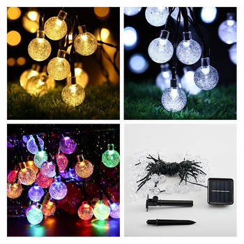 20/30/50/100 Φούσκα LED ηλιακό φωτιστικό εξωτερικού χώρου Φώτα χορδών για Χριστουγεννιάτικο πάρτι Αδιάβροχο Fairy Light Garden Garland