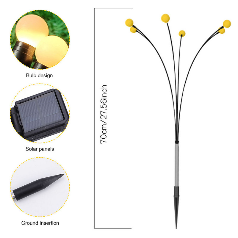 Saules zāliena lampa Ūdensnecaurlaidīga šūpoles dekoratīvā celiņa ainavu gaismas Izturīgi viegli uzstādāmi automātiskais slēdzis mājas dārzam