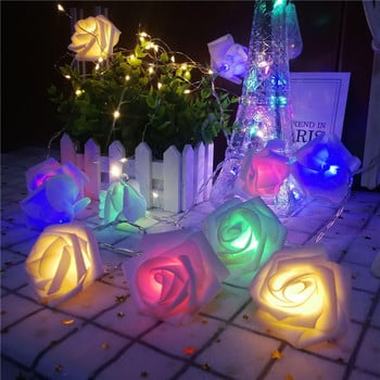 10/20/40/80Led Rose Flower Fairy String Lights Garland Artificial Flower Rose Fairy Lights για Χριστουγεννιάτικο Γάμο του Αγίου Βαλεντίνου