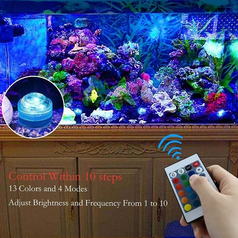 Távirányítható RGB merülőfény elemmel működő víz alatti éjszakai lámpa vázatálhoz kültéri kerti akváriumhoz