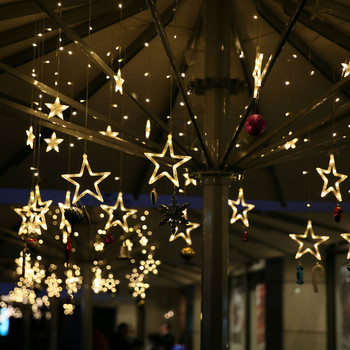 Χριστουγεννιάτικα Φωτάκια Νεράιδα 2,5 μ. Led String Lights Star Garland σε κουρτίνα παραθύρου Διακόσμηση δέντρου εσωτερικού χώρου Αποκριάτικο φωτιστικό γάμου