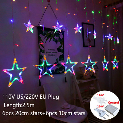 Božićna bajkovita svjetla 2,5 m Led žičana svjetla Zvjezdani vijenac na prozorskoj zavjesi Unutarnji ukras drvca Noć vještica Svjetlo za vjenčanje