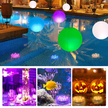 Многоцветна 10 LED RGB потопяема IP68 светлина за плувен басейн Дистанционно подводно езерце Парти лампа Градински басейн Декорация на аквариум