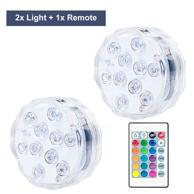 Višebojna 10 LED RGB podvodna IP68 svjetiljka za bazen Daljinska podvodna svjetiljka za zabavu u jezercu Vrtni bazen Dekoracija akvarija