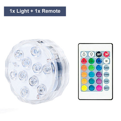 Višebojna 10 LED RGB podvodna IP68 svjetiljka za bazen Daljinska podvodna svjetiljka za zabavu u jezercu Vrtni bazen Dekoracija akvarija