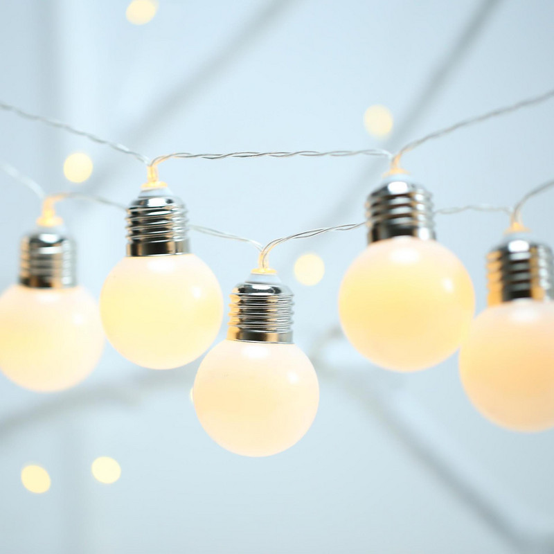 10 LED kerti nagy izzó golyó tündér karácsonyi fények húr szilveszteri füzér kültéri vízálló party dekorációs lámpa