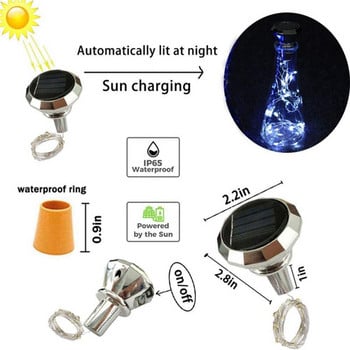 Solar Diamond Bottle Wine Cork Led String Lights Crafts Διακόσμηση Φωτάκια Χριστουγεννιάτικα Φωτάκια από Χάλκινο Σύρμα String Λαμπερό φωτιστικό δέντρου