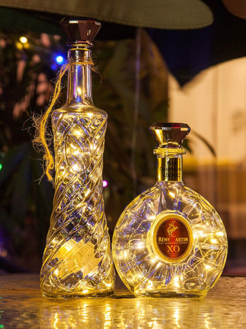 Solar Diamond Bottle Wine Cork Led String Lights Crafts Διακόσμηση Φωτάκια Χριστουγεννιάτικα Φωτάκια από Χάλκινο Σύρμα String Λαμπερό φωτιστικό δέντρου
