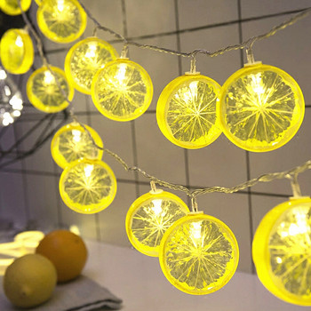 Fruit Lemon 10 LED 1,5m Slice String Lights που αναβοσβήνουν Φωτιστικό τοίχου γιρλάντα με μπαταρία Εσωτερικός φωτισμός εξωτερικού χώρου Νυχτερινός φωτισμός