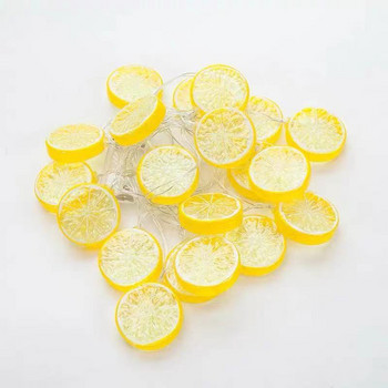 Fruit Lemon 10 LED 1,5m Slice String Lights που αναβοσβήνουν Φωτιστικό τοίχου γιρλάντα με μπαταρία Εσωτερικός φωτισμός εξωτερικού χώρου Νυχτερινός φωτισμός