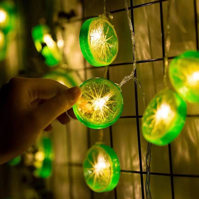 Augļu citrona 10 LED 1,5 m šķēles virknes gaismas mirgojošas vītnes sienas lampas ar baterijām darbināmas iekštelpu āra apgaismojums nakts gaisma