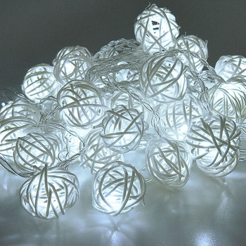 20/40 Ратанови топки LED нишки Светлини Батериен гирлянд Памучна топка Светеща верига Guirlande Lumineuse Празнични коледни светлини Топки