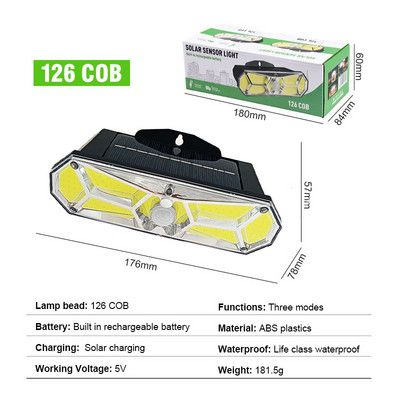Nanesite zidno svjetlo Solarna led svjetiljka Vrtna vanjska rasvjeta Senzor pokreta Ulični reflektor Vodootporna vanjska božićna rasvjeta Dvorište