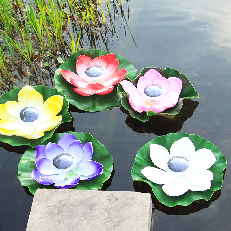 Solar Powered Floating Lotus Night Light Εξοικονόμηση ενέργειας Lotus Λάμπα Κήπου Σιντριβάνι Σιντριβάνι Ηλιακά φώτα για πλωτή πισίνα
