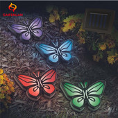 LED saules gaismas, 4 dzīvnieku ķepu apdruku komplekts, tauriņš, margrietiņas dārza apgaismojuma lampa celiņam, zāliens, pagalms, āra dekorācijas