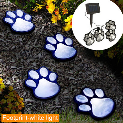 LED saules gaismas, 4 dzīvnieku ķepu apdruku komplekts, tauriņš, margrietiņas dārza apgaismojuma lampa celiņam, zāliens, pagalms, āra dekorācijas