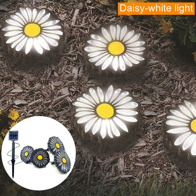 LED saules gaismas, 4 dzīvnieku ķepu apdruku komplekts, tauriņš, margrietiņas dārza apgaismojuma lampa celiņam, zāliens, pagalms, āra dekorācijas