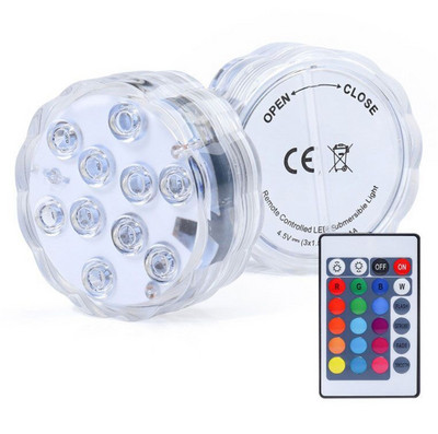 Színes medencevilágítás víz alatti lámpák ABS átlátszó 10 ledes távirányító gomb vízálló lámpák váza dekoratív lámpák