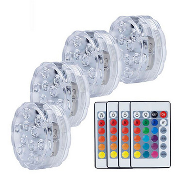 Színes medencevilágítás víz alatti lámpák ABS átlátszó 10 ledes távirányító gomb vízálló lámpák váza dekoratív lámpák