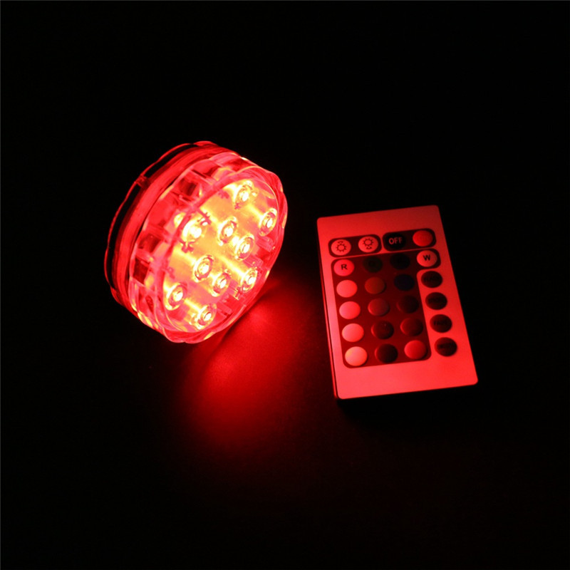 Színes medencevilágítás víz alatti lámpák ABS átlátszó 10 ledes távirányító gomb vízálló lámpák váza dekoratív lámpák