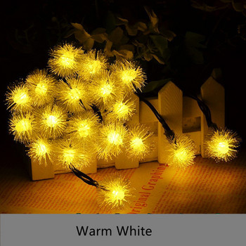 OSIDEN LED Solar Dandelion String Lights Fairy Waterproof Furry Snowball Lamp for Christmas Wedding Party Garden Outdoor Decor