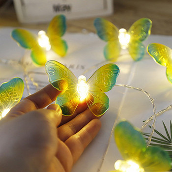 1.5M 10LED Butterfly LED Fairy String Lights Батерия USB управлявана сватба Коледа на открито Стая гирлянди Декорация Светлини