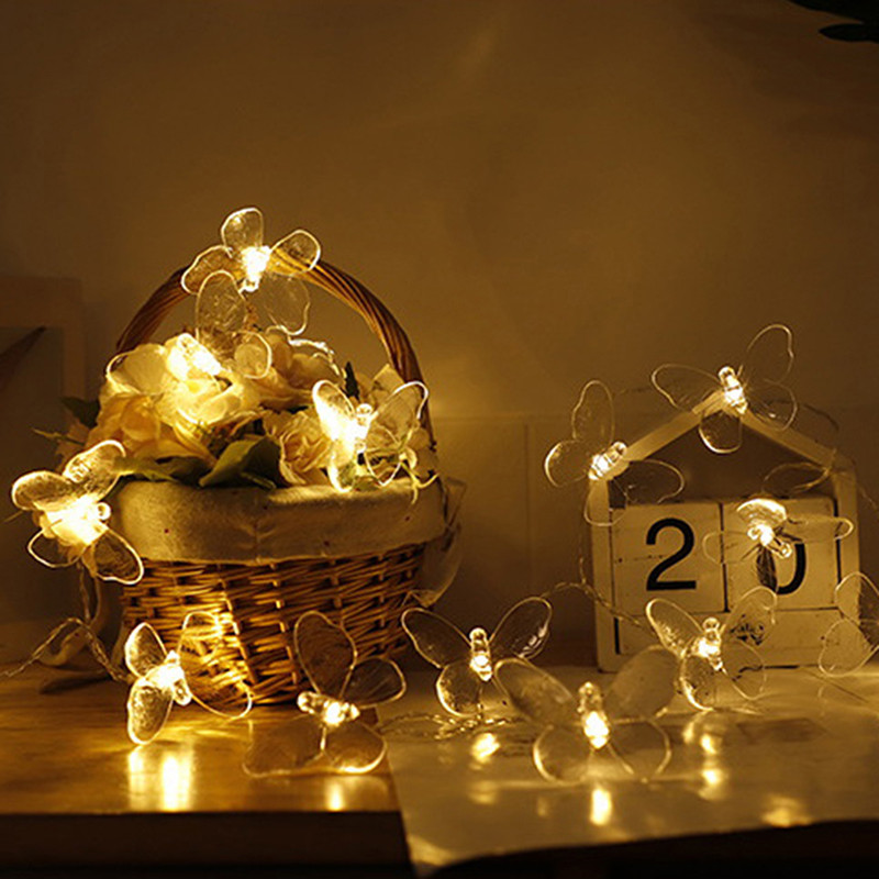 1,5 M 10 LED tauriņš LED pasaku stīgu gaismas ar baterijām ar USB darbināmu kāzu Ziemassvētku āra istabas vītnes dekorēšanas gaismas